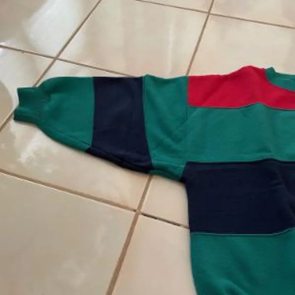 The Limited Green, Navy and Red Striped Pullover. XL. Retro